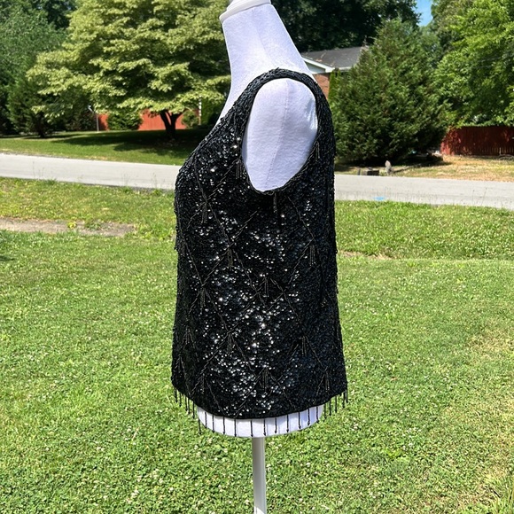 Medium Black Bead & Sequin Formal Wool Top - Picture 5 of 14